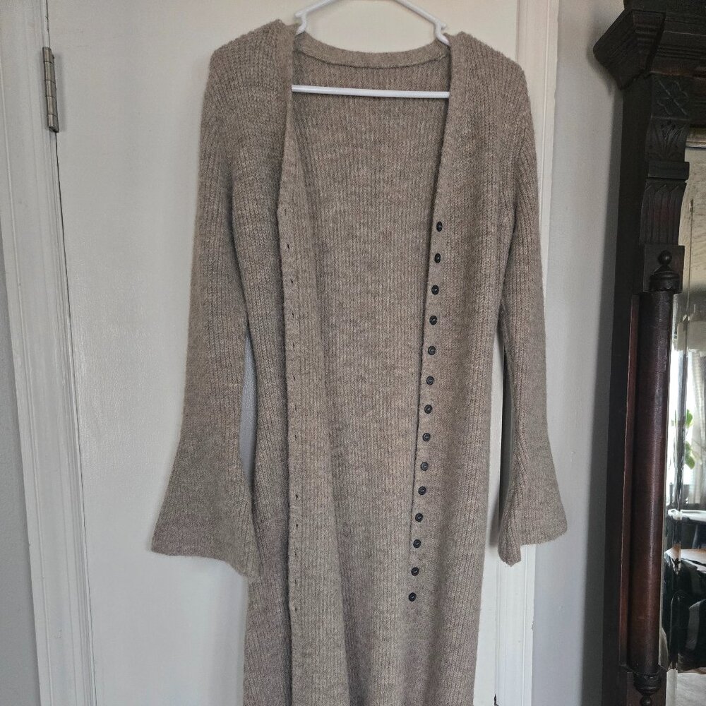 Commense Long Cardigan Sweater with Bell Sleeves